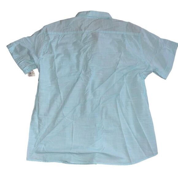 NWT IZOD Saltwater ￼Turquoise & White Striped Short Sleeve Button Down Size XXL - Picture 2 of 6